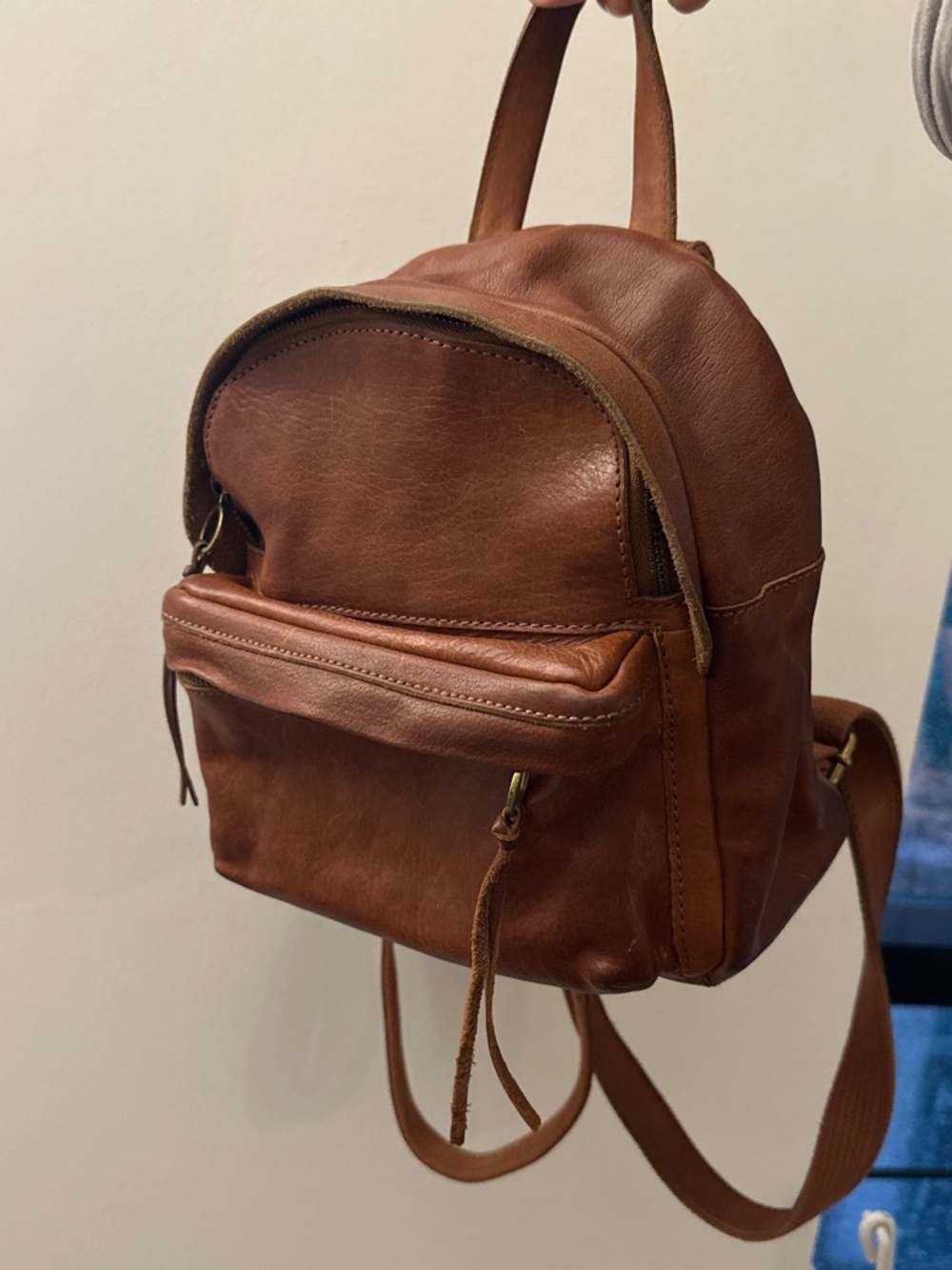 Madewell Lorimer mini backpack cognac brown Leather